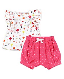 Baby Girls Print Shorts and Top, 2 Piece Set