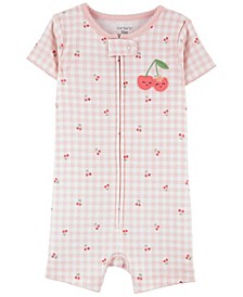 Toddler Girls One-Piece Cherry Snug Fit Romper Pajama