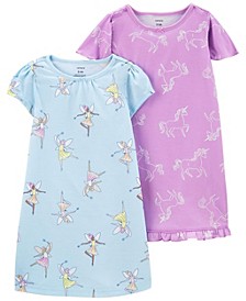 Little Girls Printed Nightgown, Pack of 2