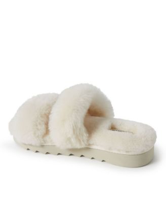 Women's Benalla Genuine Shearling Double Band Fuzzy Slide Slipper