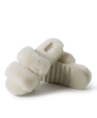 Women's Benalla Genuine Shearling Double Band Fuzzy Slide Slipper