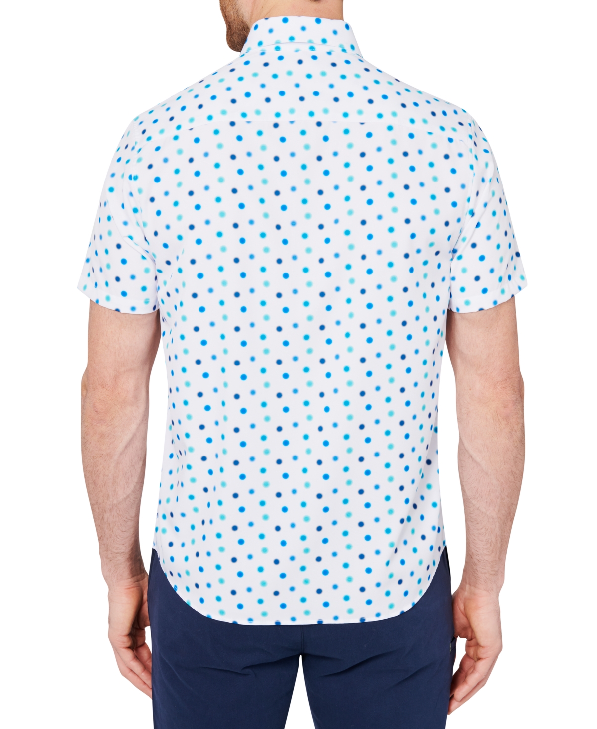 Society of Threads Men's Slim Fit Non-Iron Performance Stretch Dot Print Button-Down Shirt
