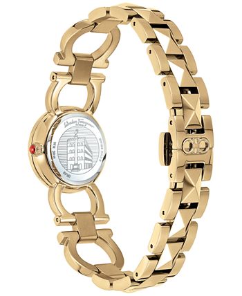 Salvatore Ferragamo - Women's Swiss Double Gancini Stud Gold Ion Plated Link Bracelet Watch 25mm