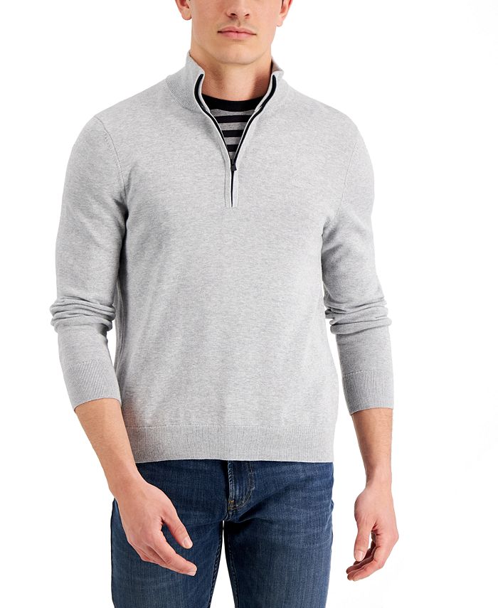 Men's Regular Fit Monogram Zip-Up Sweatshirt - Men's Sweaters & Sweatshirts  - New In 2023