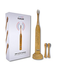 Sonic Electric Toothbrush with USB Charging Base, USB Cord and Biodegradable Bamboo Brush Heads, Set of 3