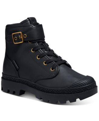 Coach Women's Trooper Leather Lug-Sole Boots - Black - Size 6.5