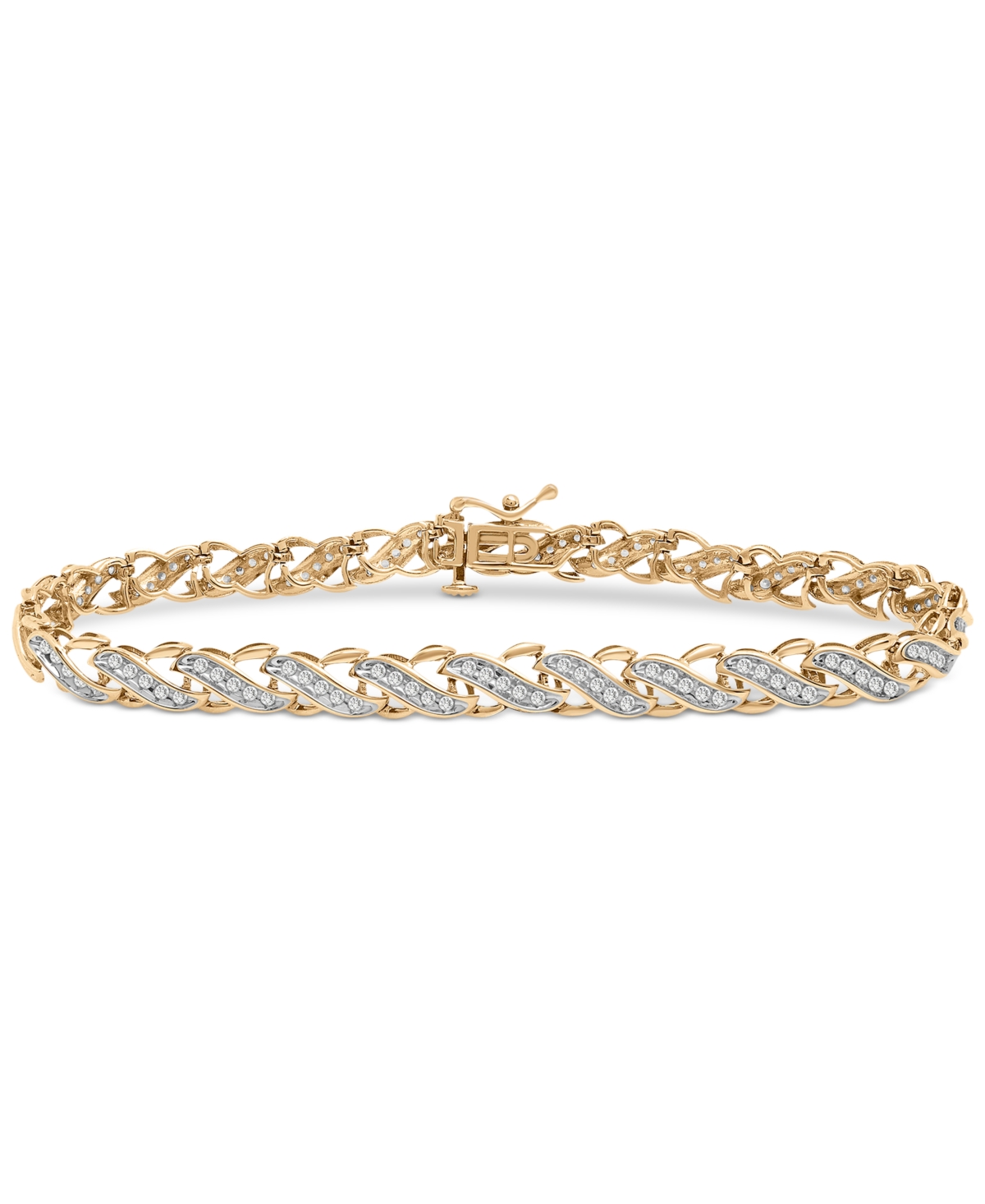 Diamond Diagonal Link Bracelet (1 ct. t.w.) in 10k Gold, Created for Macy's - Yellow Gold