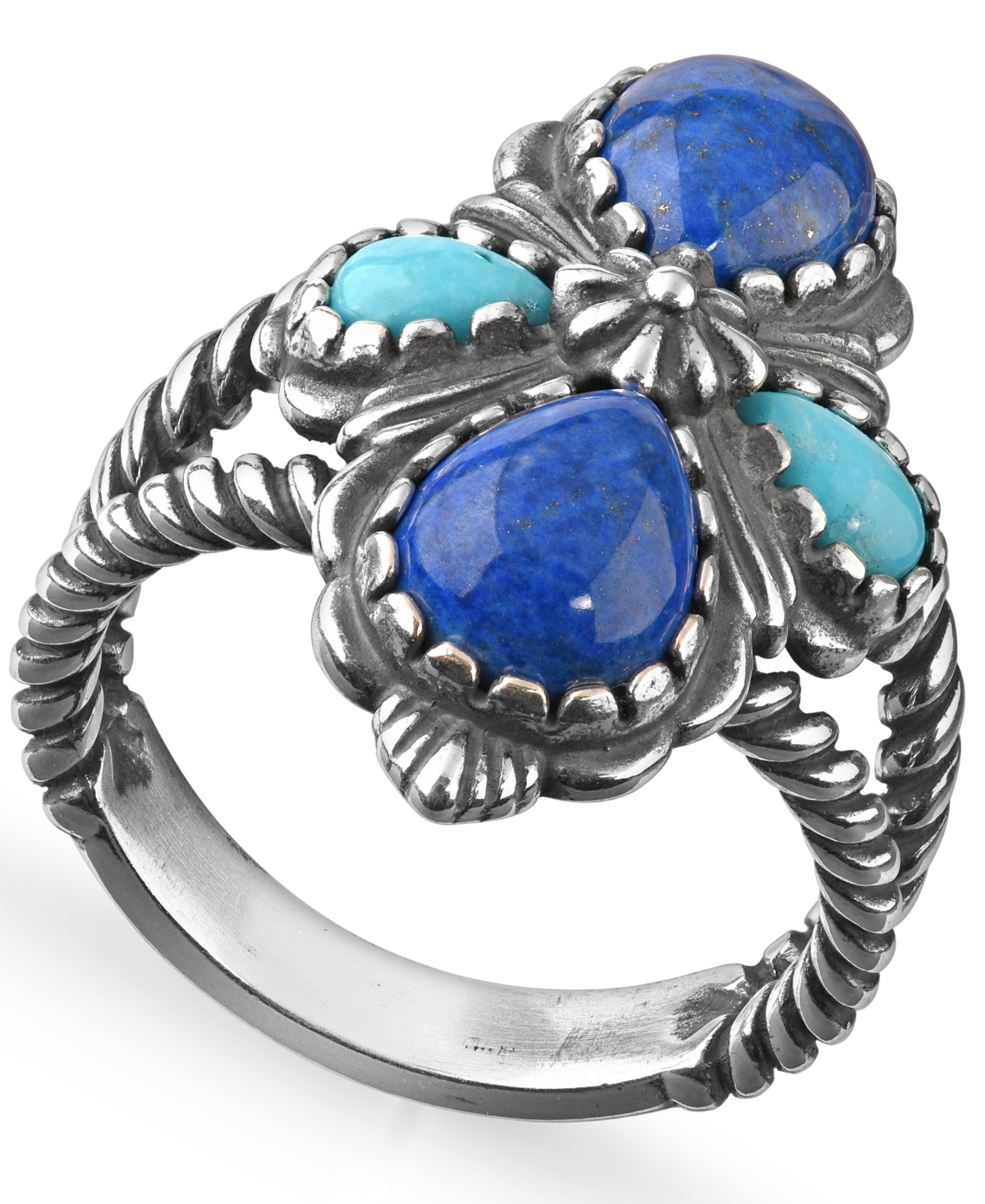American West Sterling Silver Gemstone Cross Ring