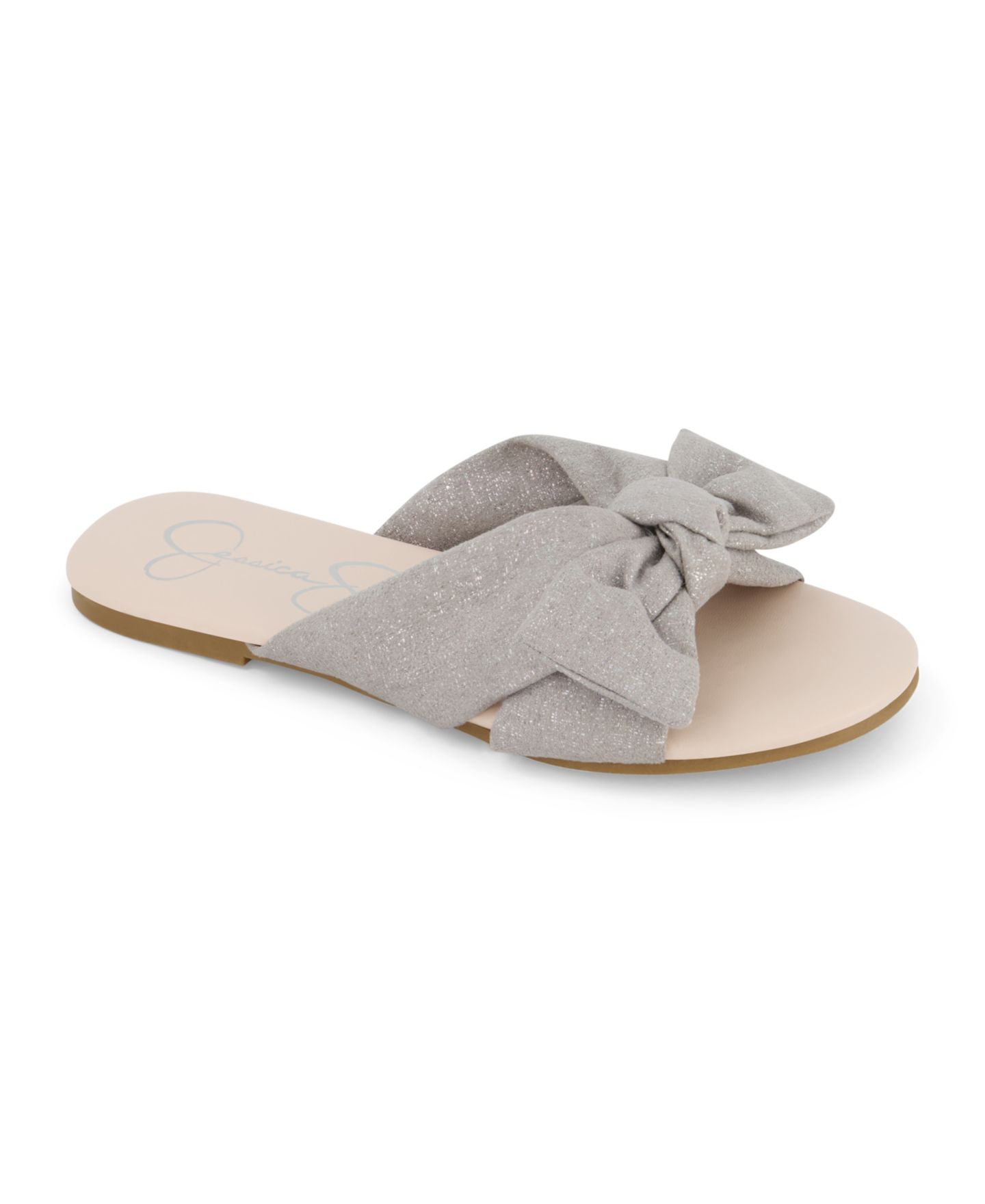 Сандалии Jessica Simpson Flat Bow Sandal для девочек, цвет: Серебряный — фото 1