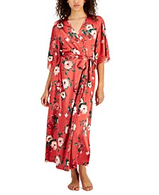Floral Lace-Trim Satin Robe, Created for Macy's
