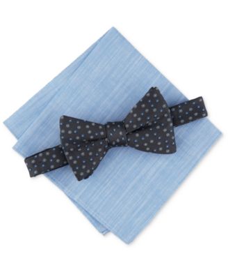 Bar III - Men's Wolk Pre-Tied Neat Bow Tie & Solid Pocket Square Set