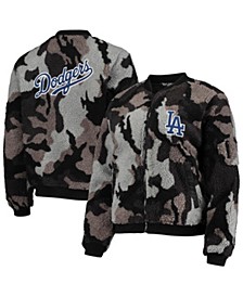 Women's Black Los Angeles Dodgers Camo Sherpa Full-Zip Bomber Jacket