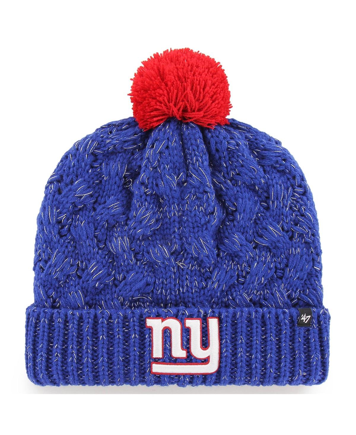 Women's Royal New York Giants Fiona Logo Cuffed Knit Hat with Pom - Royal