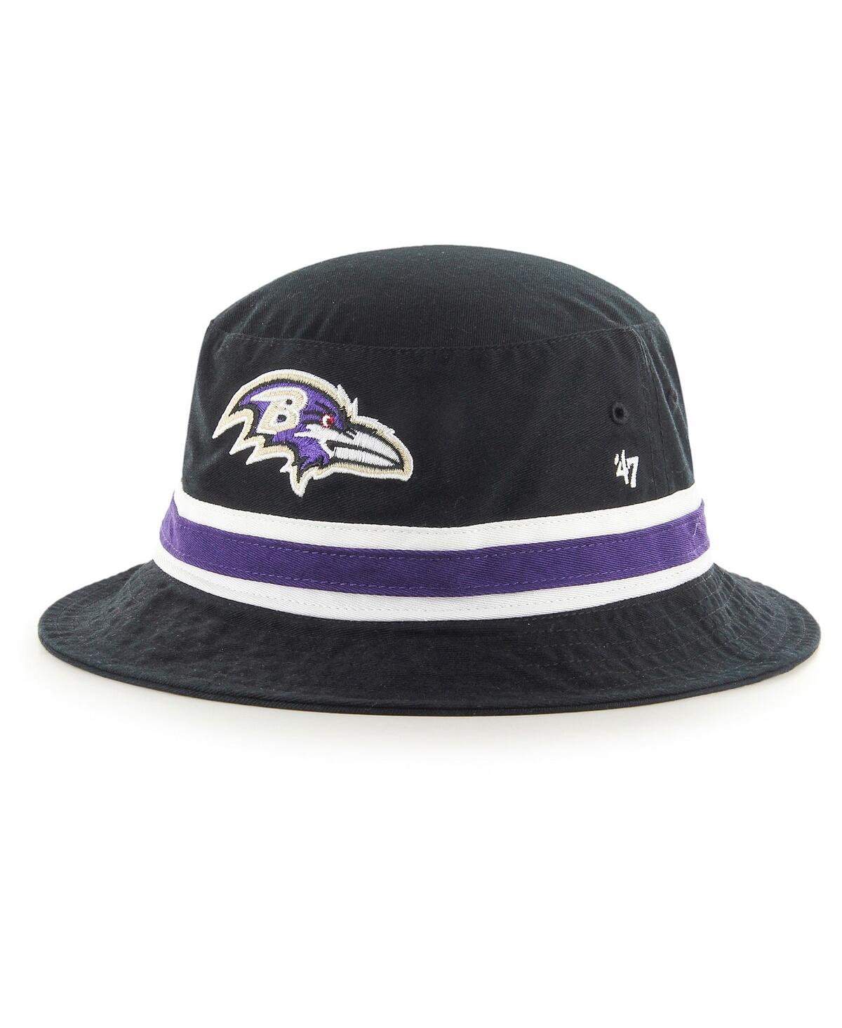 47 Brand Men's Black Baltimore Ravens Striped Bucket Hat