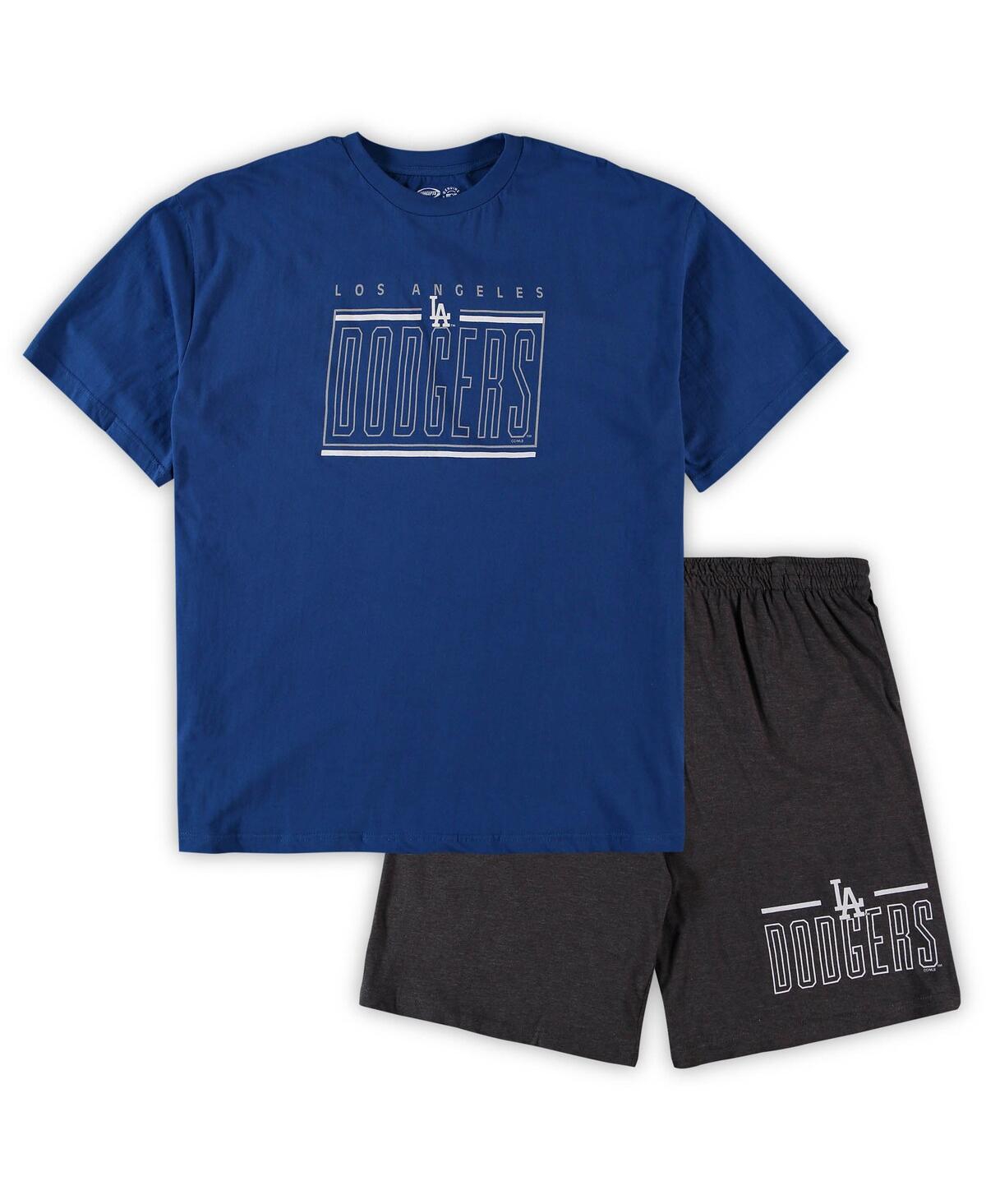 Men'sand Charcoal Los Angeles Dodgers Big and Tall T-shirt and Shorts Sleep Set - Royal, Charcoal