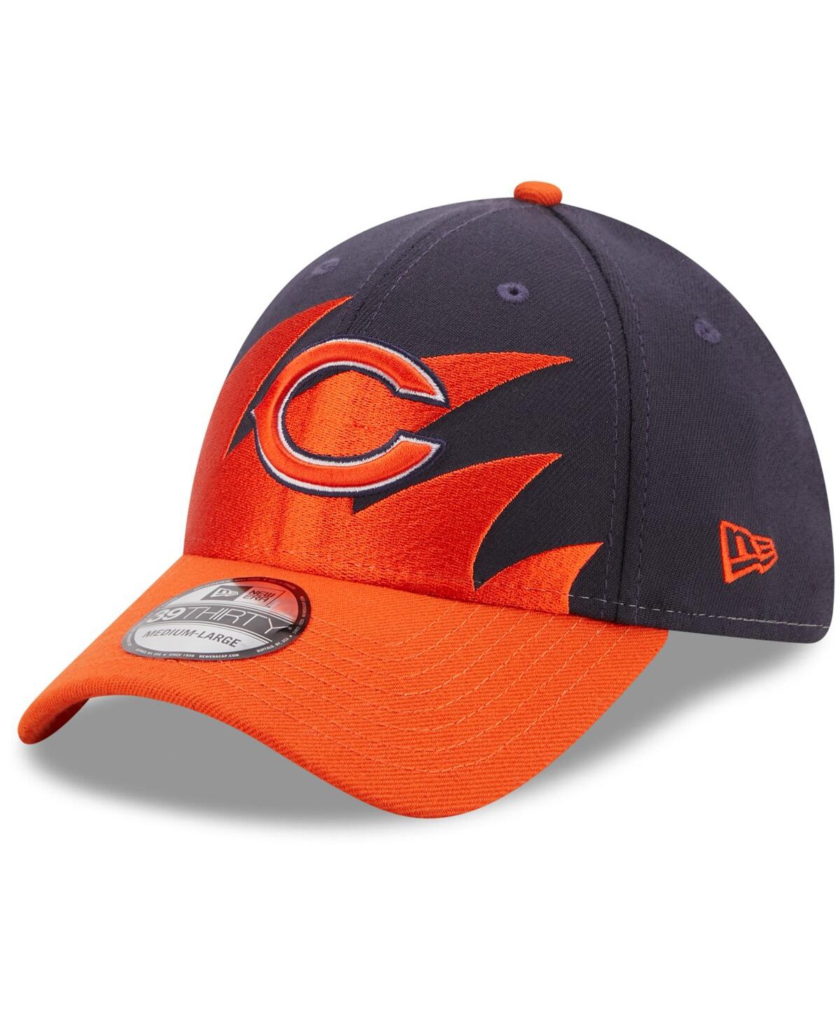 Shop New Era Men's Navy And Orange Chicago Bears Surge 39thirty Flex Hat In Navy,orange