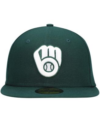 Men's Green Milwaukee Brewers Logo White 59Fifty Fitted Hat