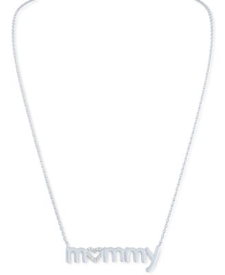 Diamond Mommy 18" Pendant Necklace (1/10 ct. t.w.) in Sterling Silver