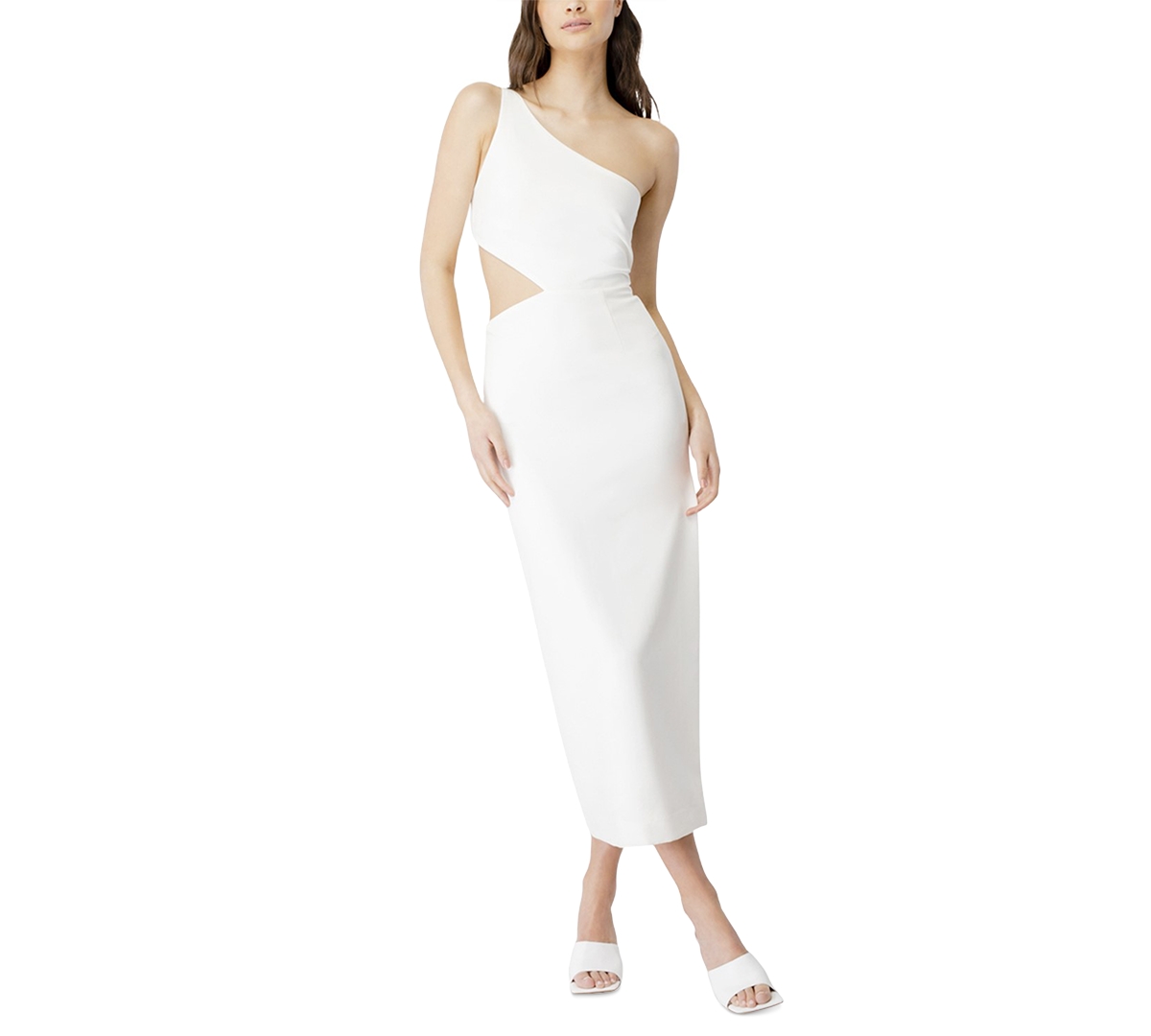 Bardot Jenna One-shoulder Cutout Midi Cocktail Dress In Orchid White