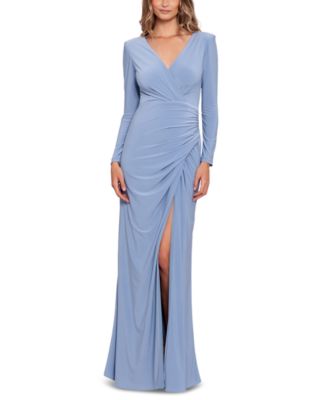 Betsy & Adam Women's Ruched Long-Sleeve Gown - Macy's