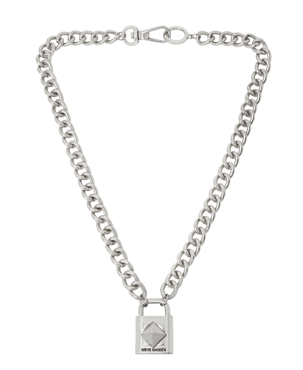 Padlock Pendant Necklace - Silver-tone