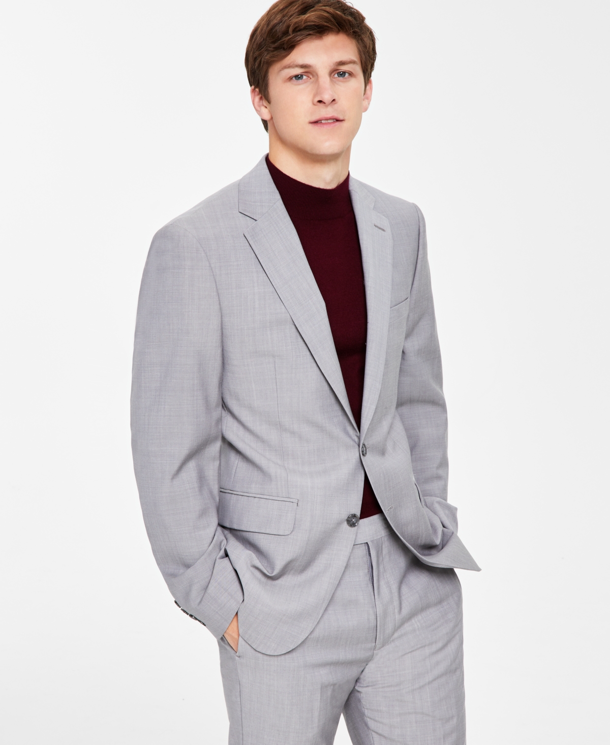 CALVIN KLEIN MEN'S SLIM-FIT WOOL-BLEND STRETCH SUIT JACKETS 