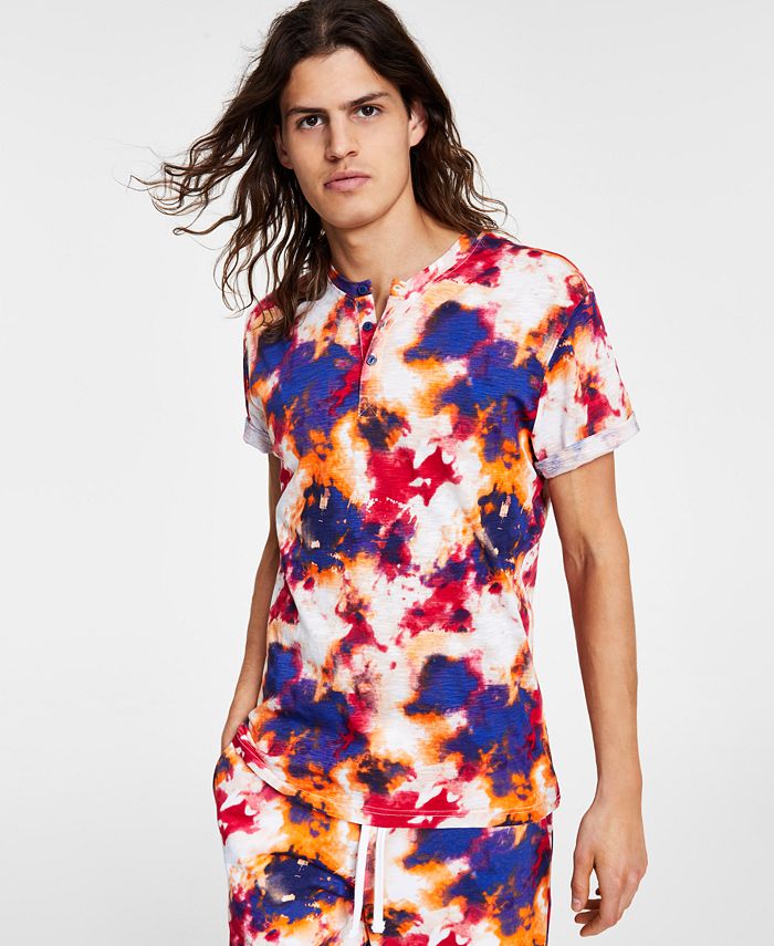 Sun + Stone Men's Tie Dye Paint Henley, Created for Macy's Macy's