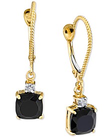 Onyx & Diamond Accent Leverback Drop Earrings in 14k Gold