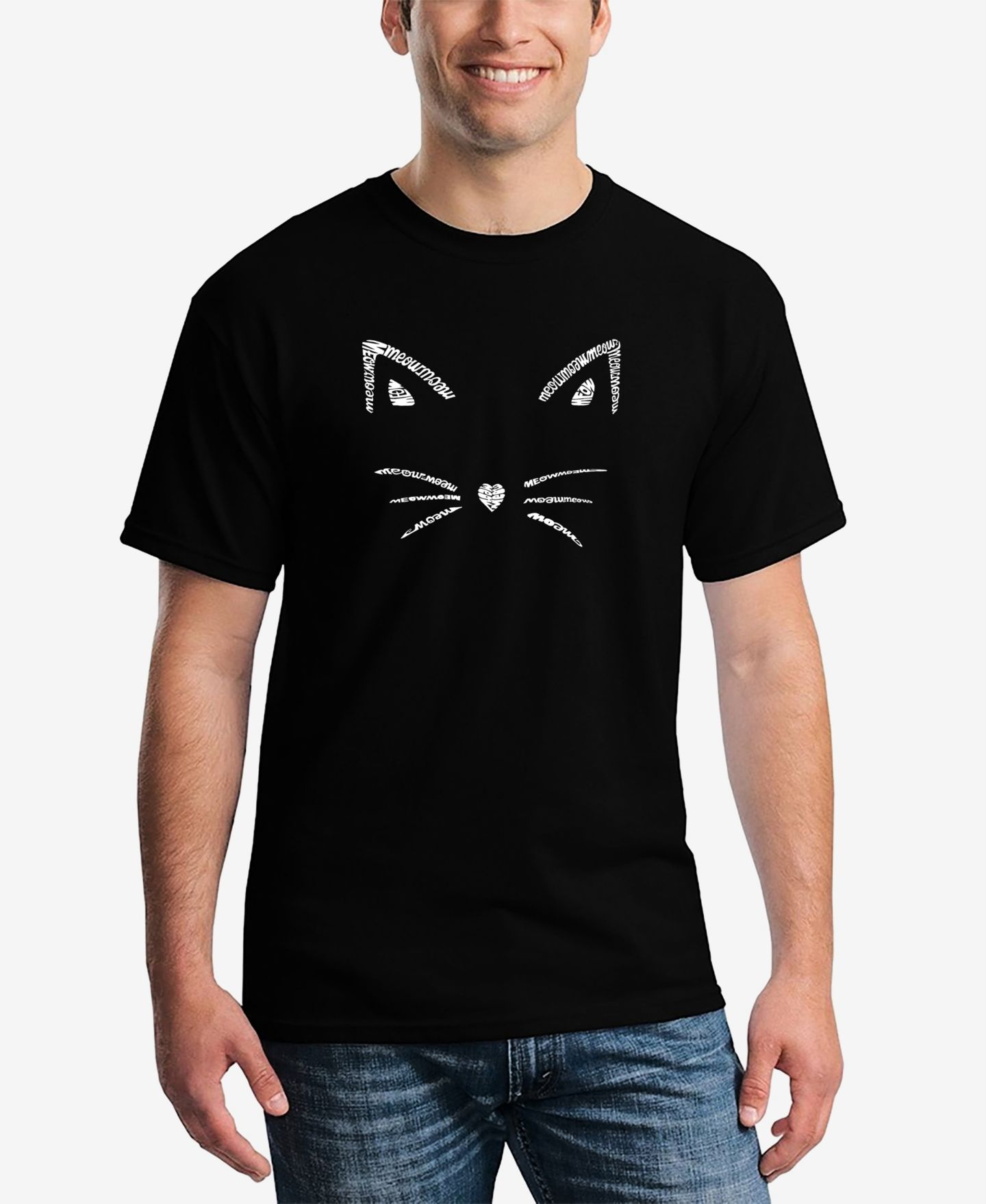 Мужская футболка LA Pop Art Word Art Whiskers, цвет: Чёрный — фото 1