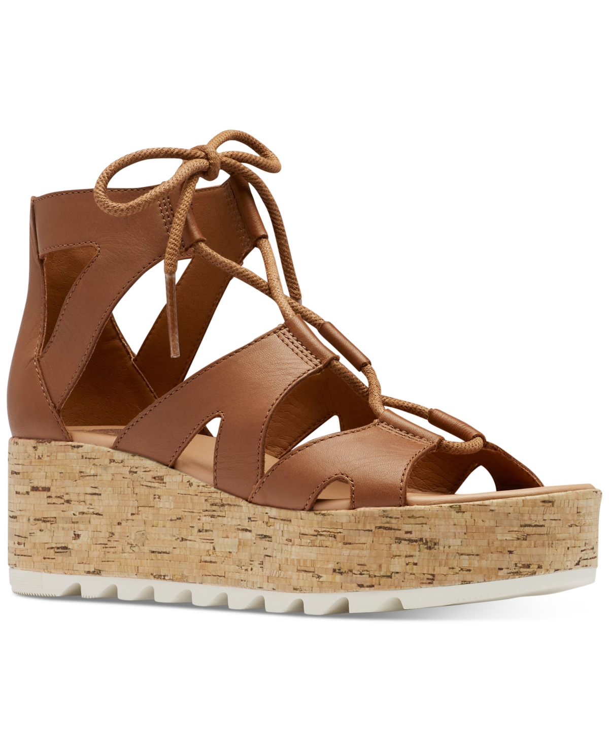 Sorel Women's Cameron Flatform Lace Wedge Sandals Women's Shoes In Velvet Tan Chalk | ModeSens