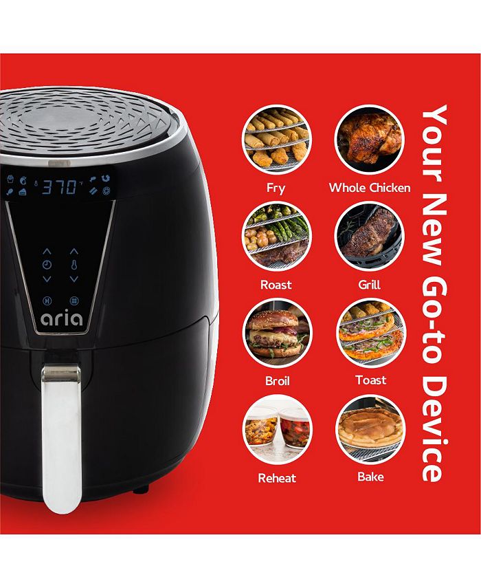 Aria 5Qt TeflonFree Ceramic Air Fryer with 2Tier Stainless Steel Rack