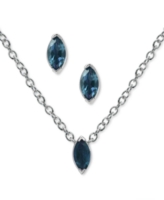 2-Pc. Set Blue Topaz Marquise Pendant Necklace & Matching Stud Earrings (3/8 ct. t.w.) in Sterling Silver (Also in Mystic Topaz