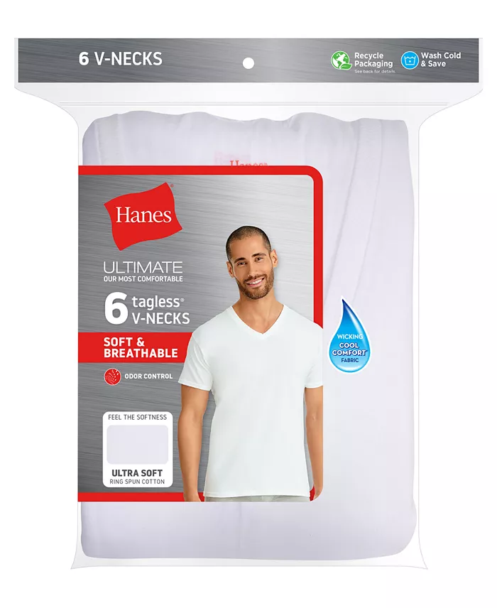 Men's Ultimate 6pk. V-Neck Undershirts - thumbnail 3