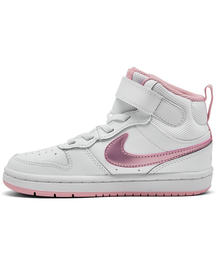 Nike Little Girls Court Borough Mid 2 Stay-Put Closure Casual Sneakers ...