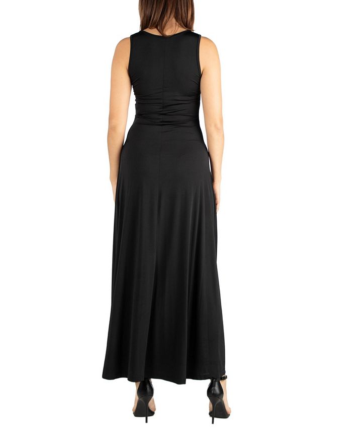24seven Comfort Apparel Women's Slim Fit A-Line Sleeveless Maxi Dress ...