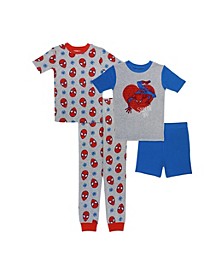 Little Boys Spiderman Pajamas, 4 Piece Set