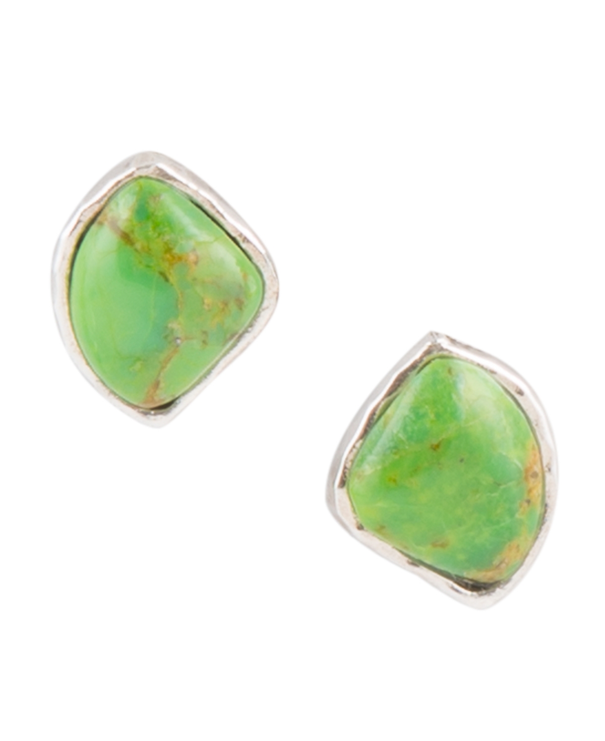 Barse Abstract Sterling Silver and Genuine Lime Turquoise Stud Earrings