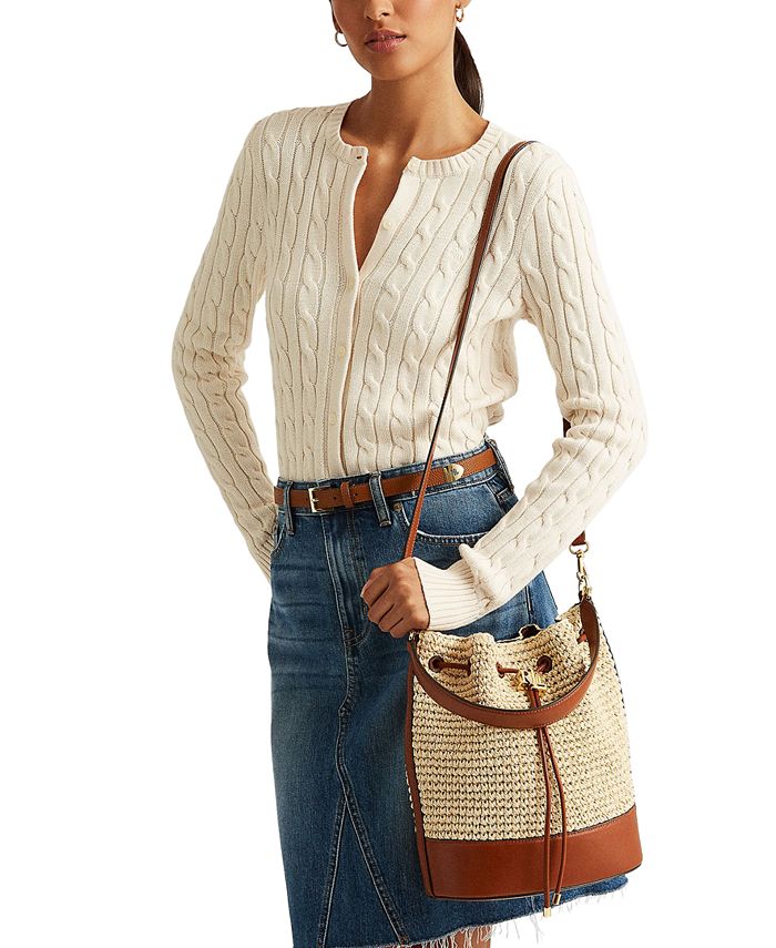 Ralph lauren straw debby drawstring bag deals
