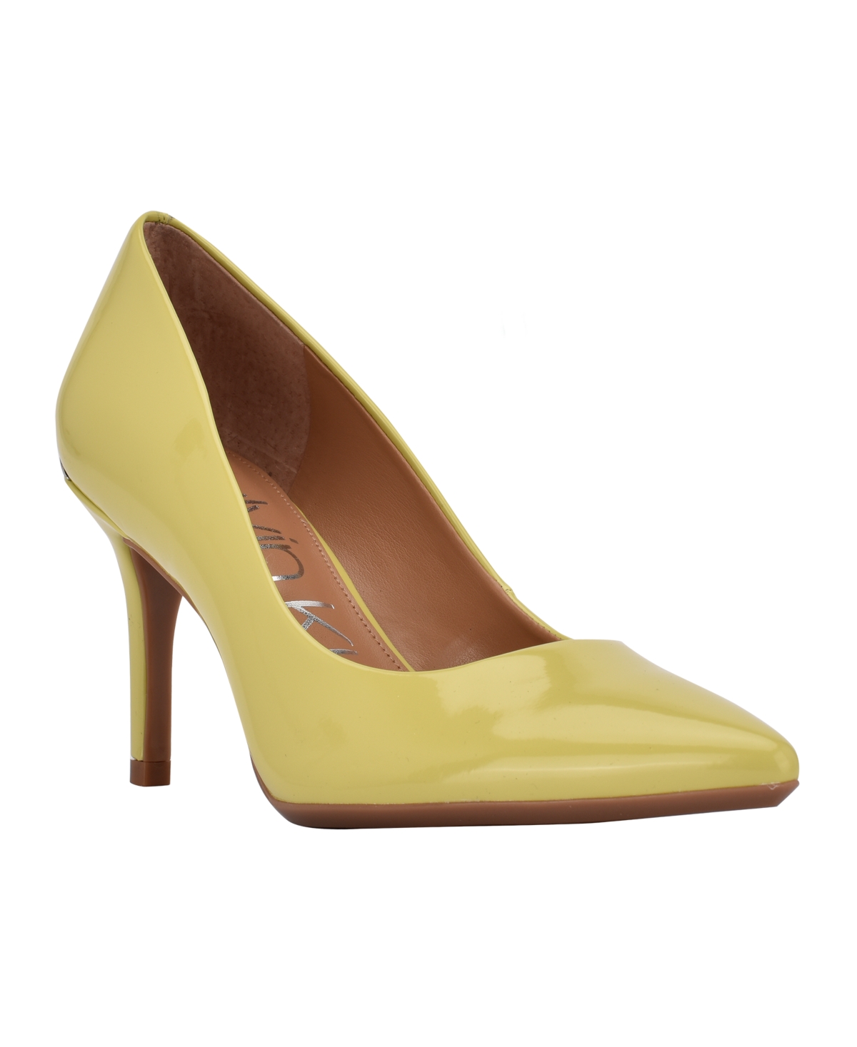 Calvin Klein Women's Gayle Pointy Toe Classic Pumps Women's Shoes In Lime - Faux Patent Leather