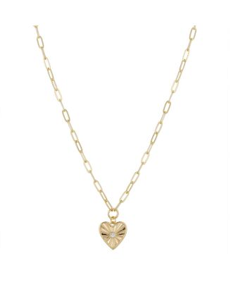 Unwritten 14K Gold Flash Plated Cubic Zirconia Heart Pendant