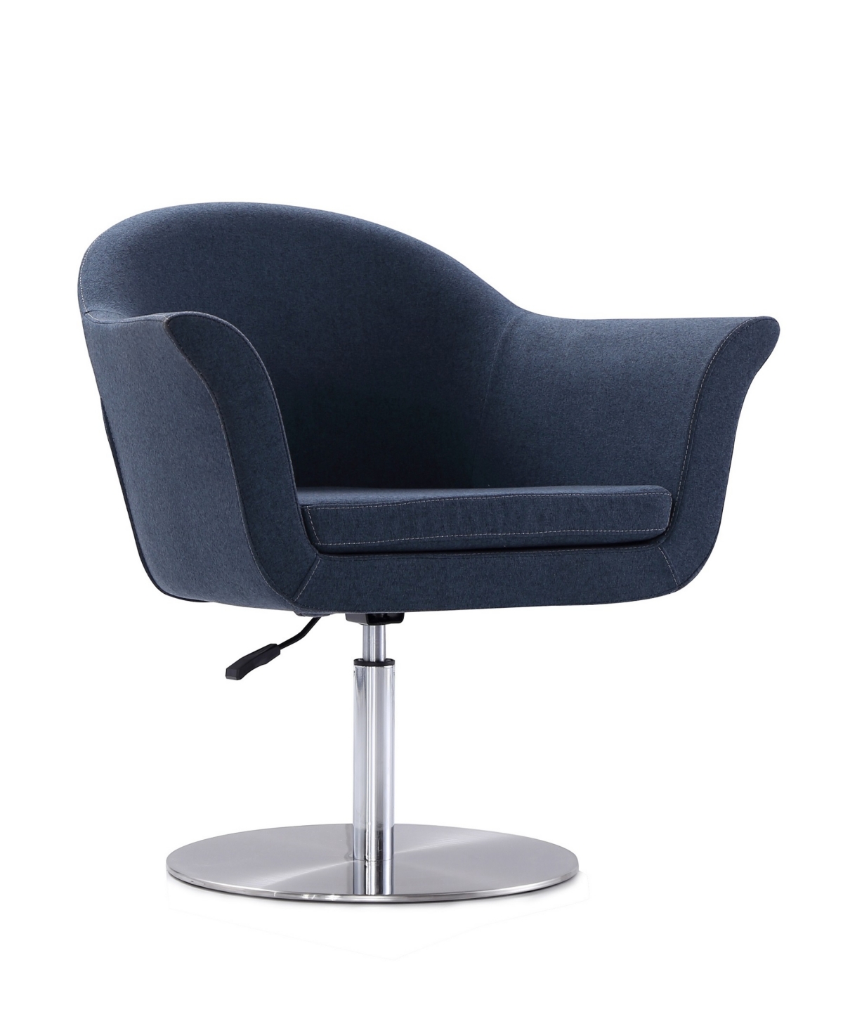 Manhattan Comfort Voyager Swivel Adjustable Accent Chair In Smokey Blue/brushed Metal