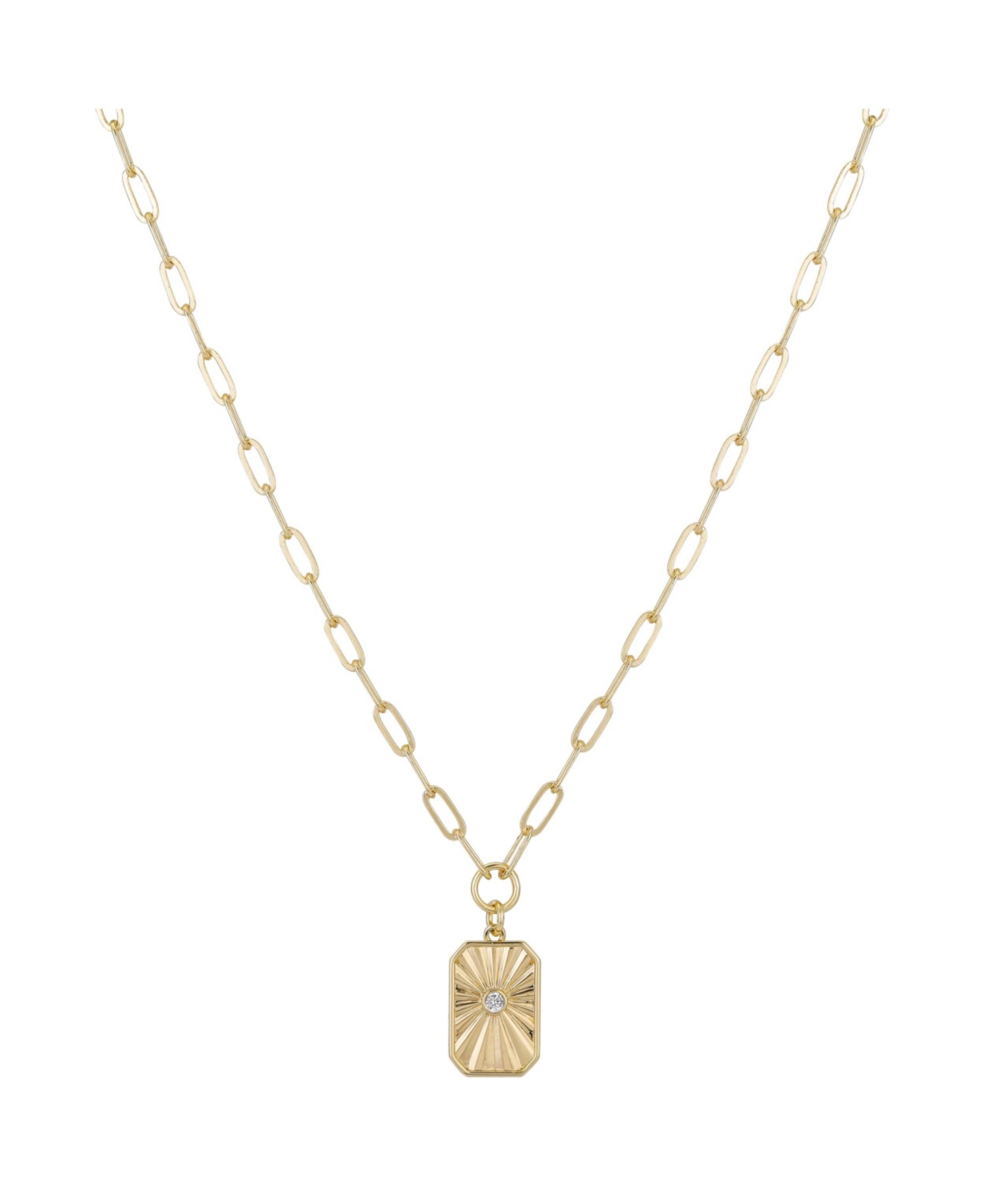 Unwritten 14k Gold Flash Plated Cubic Zirconia Tag Pendant Necklace