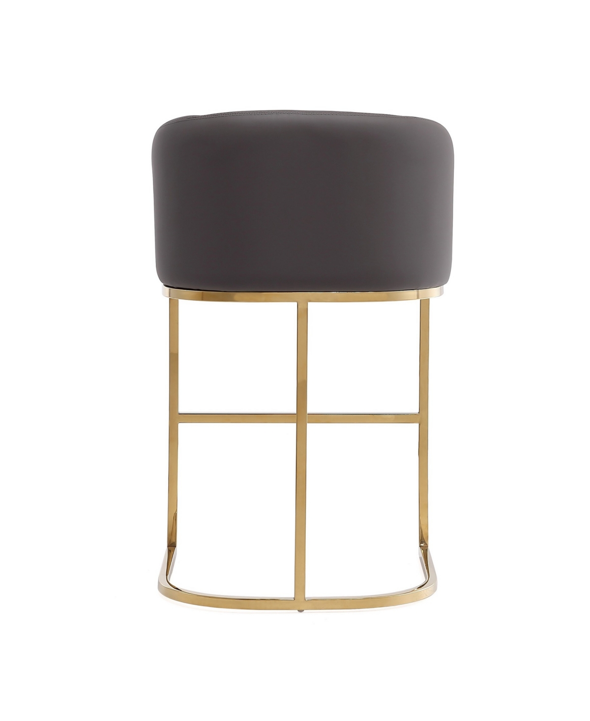 Manhattan Comfort Set Of 3 Louvre Counter Stools In Gray,titanium Gold-tone