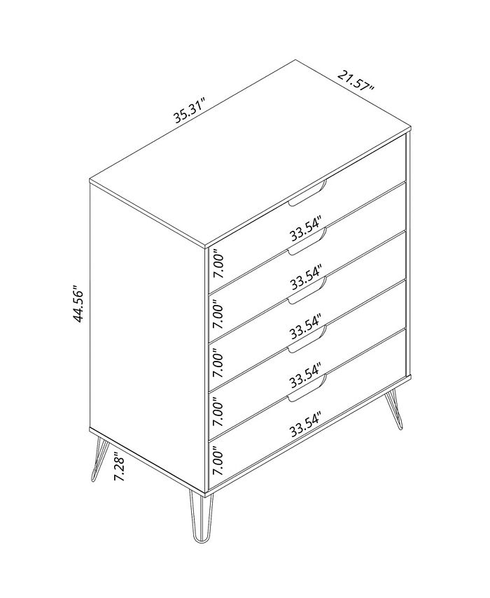 Manhattan Comfort Rockefeller Tall 5Drawer Dresser and 2Drawer Nightstand, Set of 2 Macy's