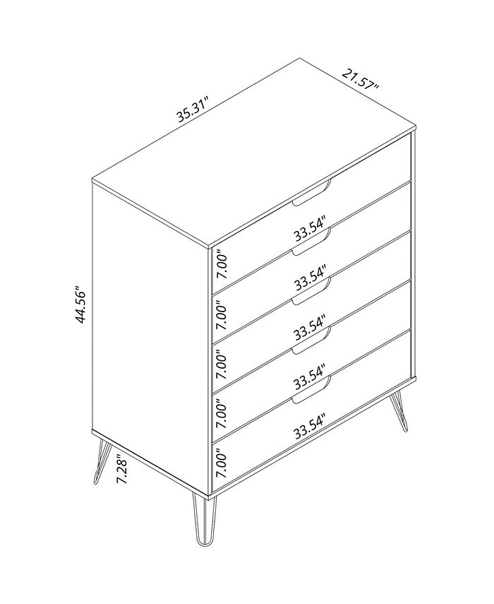 Manhattan Comfort Rockefeller Tall 5Drawer Dresser and 2Drawer Nightstand, Set of 2 Macy's