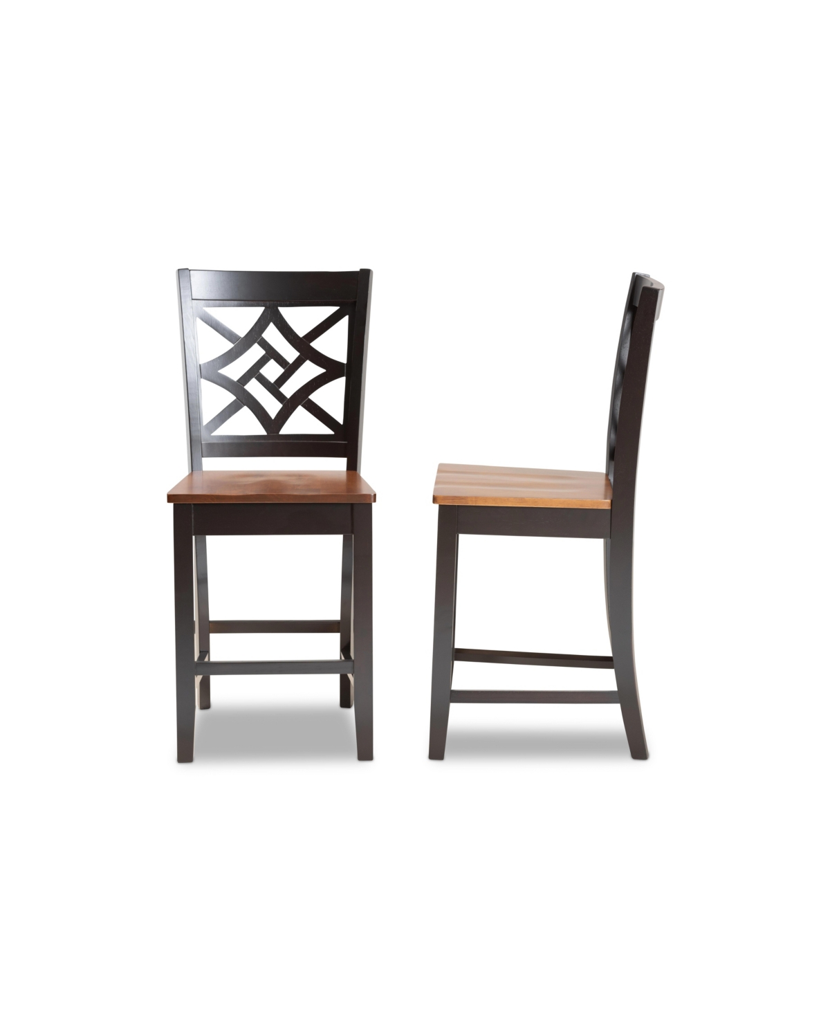 Nicolette Modern and Contemporary Wood Counter Stool Set, 2 Piece - Walnut Brown