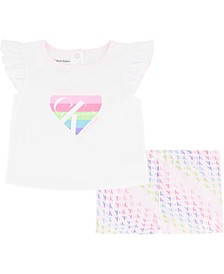 Baby Girls Monogram T-shirt and Shorts Set, 2 Piece