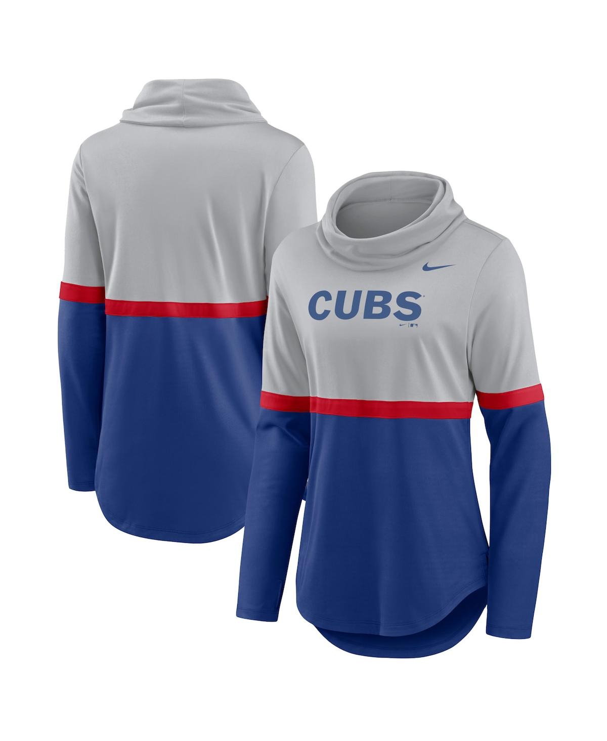 Women's Nike Royal, Red Chicago Cubs Club Lettering Fashion Performance Pullover Sweatshirt