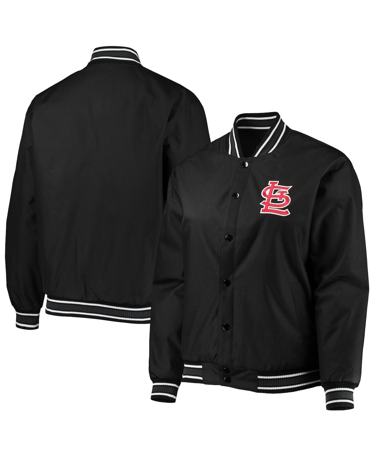 Women's Jh Design Black St. Louis Cardinals Plus Size Poly Twill Full-Snap Jacket - Black