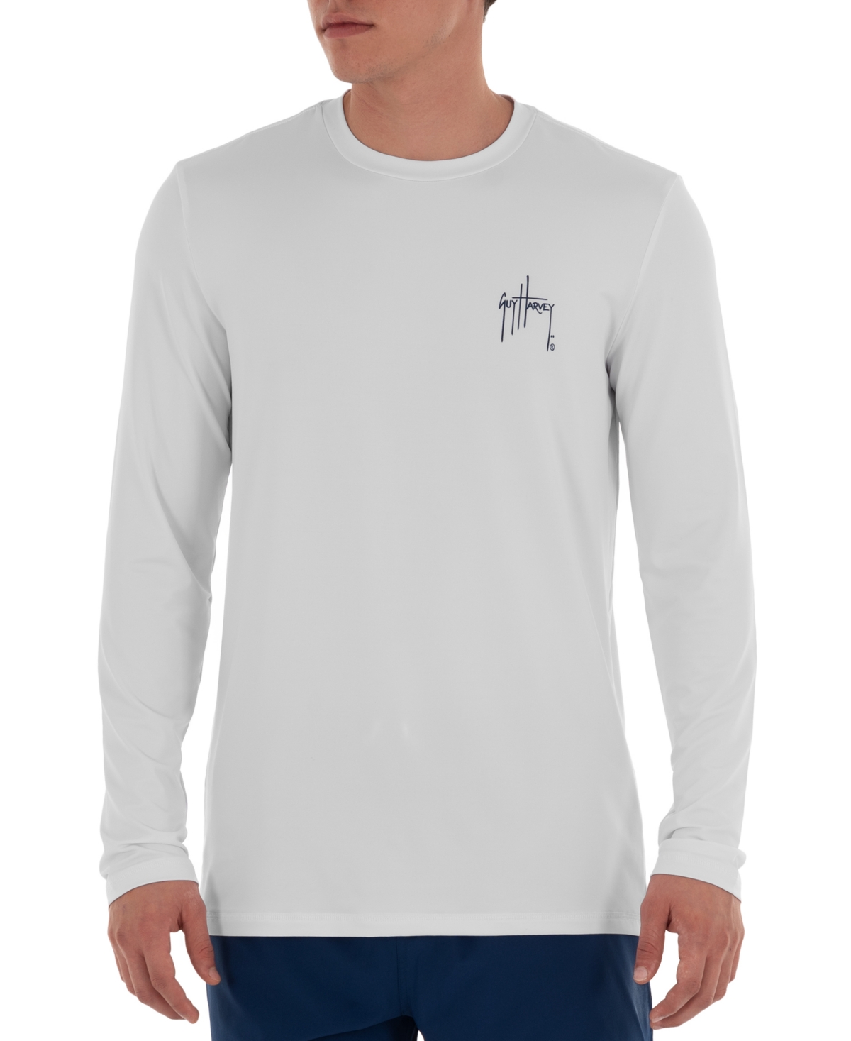 Guy Harvey Men's Scribble Marlin Moisture-wicking Upf 50 Logo Graphic Long-sleeve T-shirt In Bright White